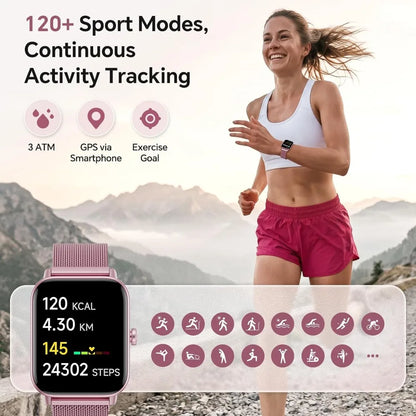 Fitness Watches with 1.85" HD Display, Dual OS, 120+ Modes, HR & Sleep Monitoring, 3ATM Water Res