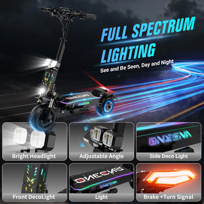 ONECNA GT7 Electric Scooters Adults- 5600W Dual Motor, 45 MPH Fast Escooter 55 Miles Long Range Battery E Scooter for Adult, 11 Inches Off Road Tires Foldable E-Scooters