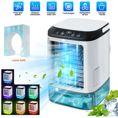 Portable Mini Air Conditioner Cooler Fan Personal Evaporative Cooling Fan with Mist Function 3 Speed Desktop Mini Fan for Home Office