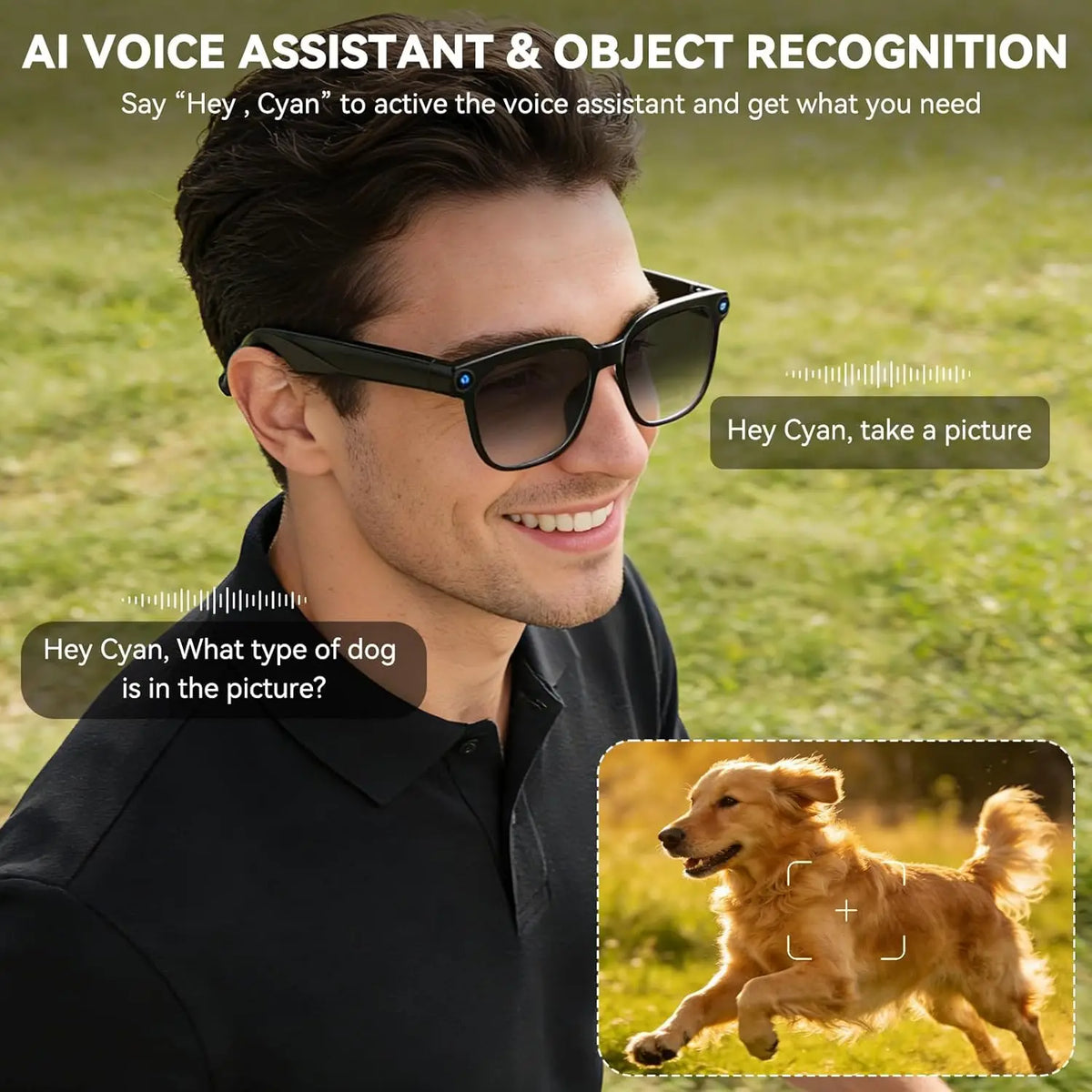 Ai Smart Glasses With 8Mp Camera, 1080P Anti‑Shake Video Recording, Real‑Time Translation, Ai Voice Assistant & Object Recognition, Photochromic Bluetooth Sunglasses For Men And Women