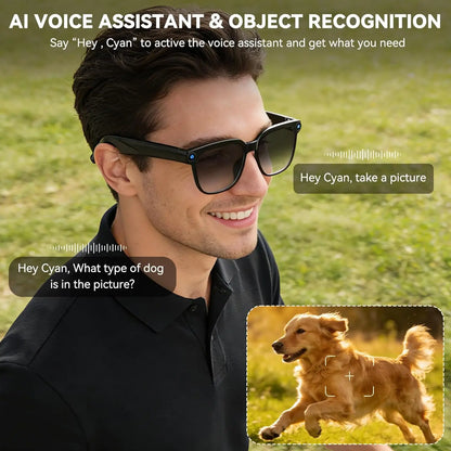Ai Smart Glasses With 8Mp Camera, 1080P Anti‑Shake Video Recording, Real‑Time Translation, Ai Voice Assistant & Object Recognition, Photochromic Bluetooth Sunglasses For Men And Women