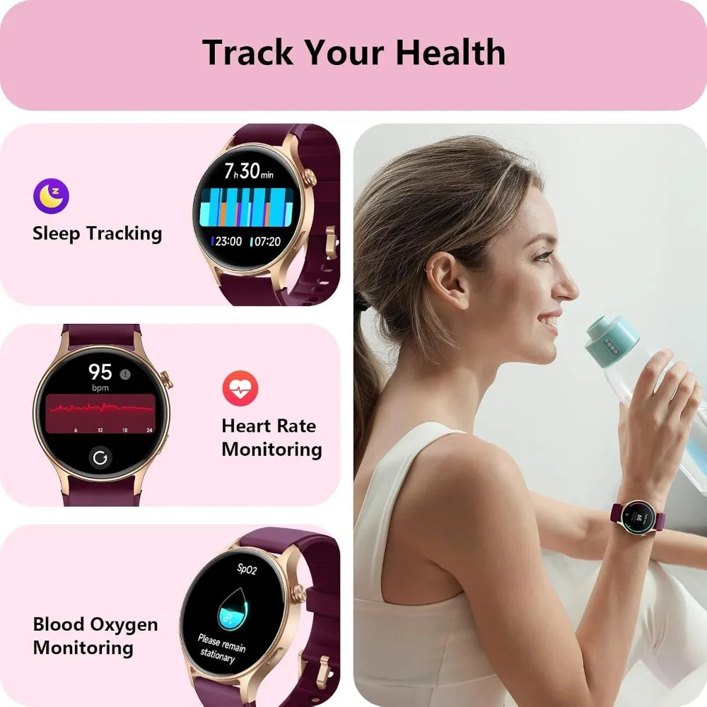 Fitness Tracker for Women: 1.32" AMOLED, HRM, Sleep/SpO2, 110+ Modes, 3ATM Water Resistant, iOS/Android