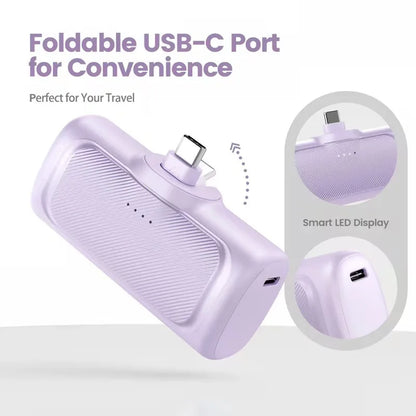2-in-1 PD 22.5W Mini Power Bank 5000mAh, Compact Portable High Capacity External Battery Universal Charger for Travel Outdoor iPhone Samsung Android Smartphones