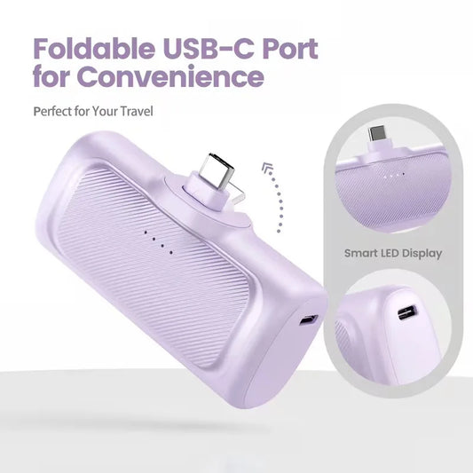 2-in-1 PD 22.5W Mini Power Bank 5000mAh, Compact Portable High Capacity External Battery Universal Charger for Travel Outdoor iPhone Samsung Android Smartphones