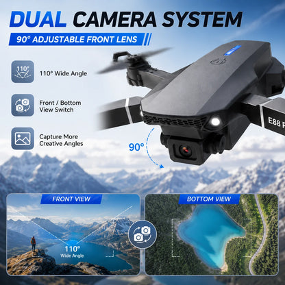 Screen Control Drone Optical Flow Positioning Brushless Motor Dual HD Camera 90° Adjustable 110° Wide Angle 50X Zoom FPV Quadcopter