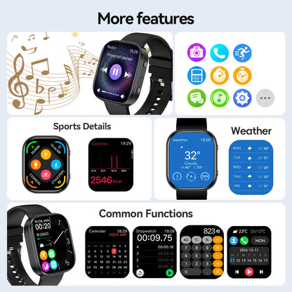2026 Fashion Sports Smartwatch | USB Charging, TFT Screen, Rechargeable Battery, Father's Day/Teacher's Day - Unisex - Wireless Calling/Texting/Multiple Sports Modes/Remote Camera Control/Fitness Tracker, Compatible with iPho