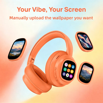 Over‑Ear Bluetooth Headphones with Detachable Magnetic Touch Screen, Wireless Headset, Noise Cancelling, Hi‑Fi Stereo Sound, Foldable Headphone for Phone, PC