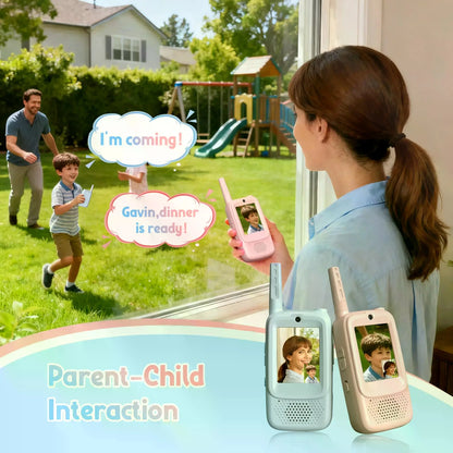 Rush Deer Video Walkie Talkies for Kids, 2 Pack Rechargeable Video Intercom Kids Walkies Talkies with HD Camera & Voice, Indoor Outdoor Games,Camping, Hiking for Boys Girls 3-14,Blue/Pink