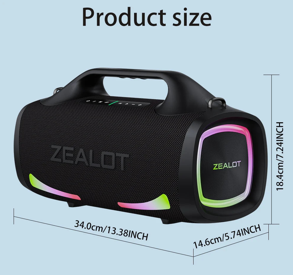 ZEALOT-S79 100w Wireless Speaker, Outdoor Portable Subwoofer, Bluetooth-Connectable Speaker, Hifi Sound Quality, Dual Pairing, Fast Charging, 24000mah Battery, Long Battery Life, Big Party Speaker, Camping Speaker, Blue Speak