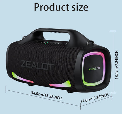 ZEALOT-S79 100w Wireless Speaker, Outdoor Portable Subwoofer, Bluetooth-Connectable Speaker, Hifi Sound Quality, Dual Pairing, Fast Charging, 24000mah Battery, Long Battery Life, Big Party Speaker, Camping Speaker, Blue Speak