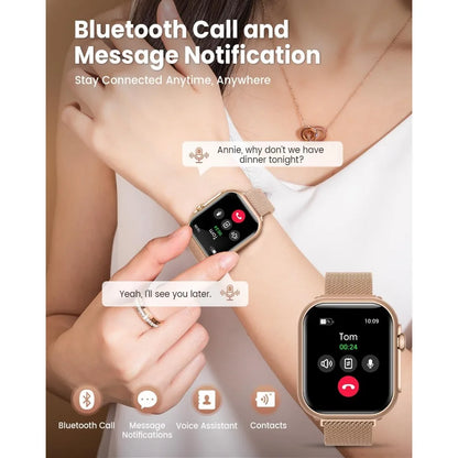1.85" Smartwatch: Call, Sleep, HR, SpO2, BP, 120+ Modes, IP68, Tracker, 1000mAh, 2 Bands, Pink