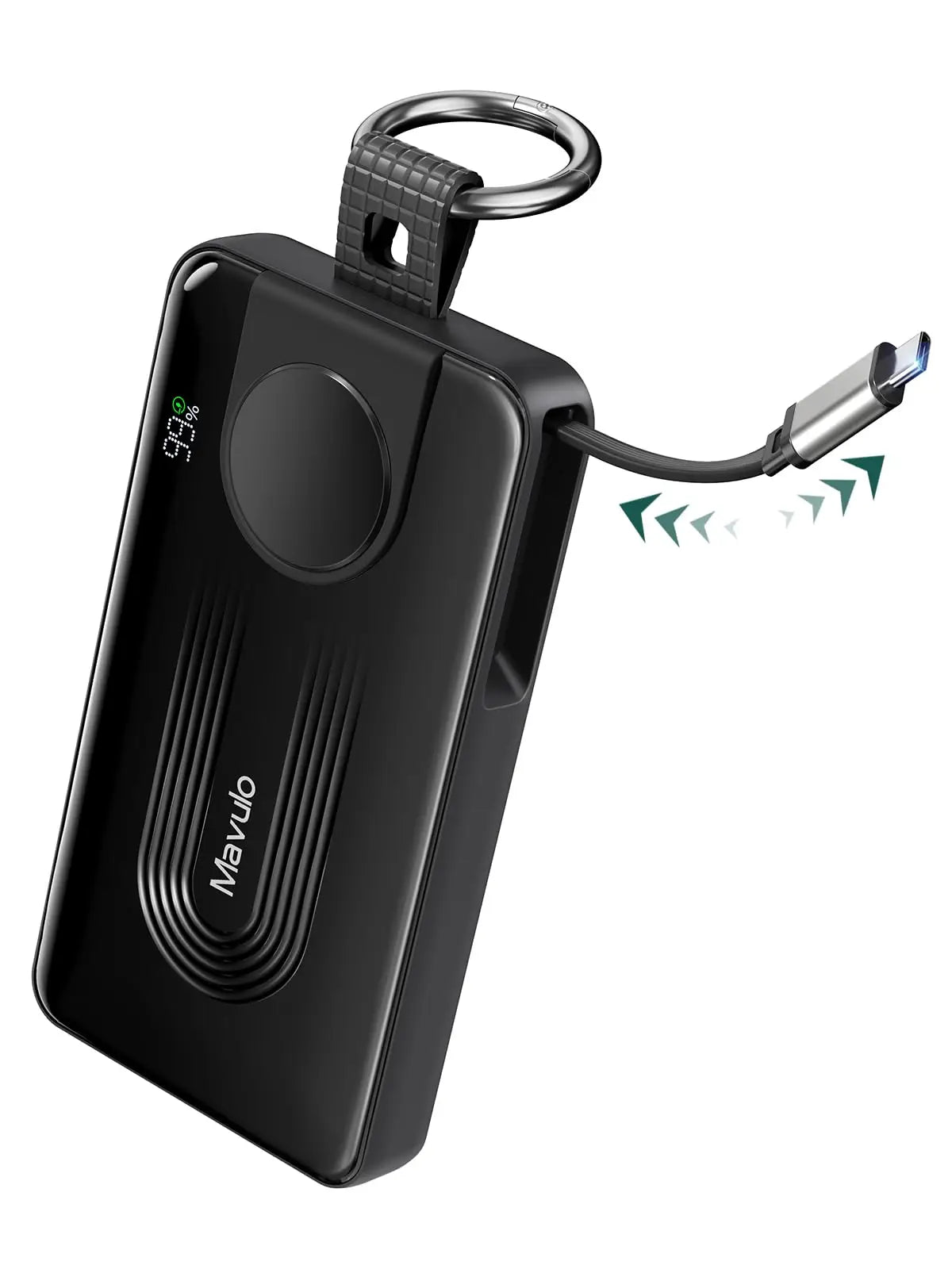 10000mAh Portable Charger for Samsung Galaxy Watch 6/6 Classic/5 Pro/4/3 Active 2/1 Power Bank 20W Fast Charging Retractable USB-C Cable Keychain Design LED display Travel Essentials Battery Pack for iPhone 15-17 Series