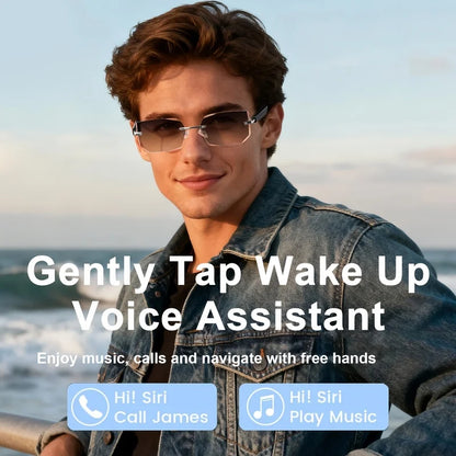 Fashion Smart Audio Sunglasses, Photochromic Lenses Bluetooth Sunglasses, Open‑Ear Built‑in Speaker, Touch Control Hands‑Free Calls Music for Men & Women