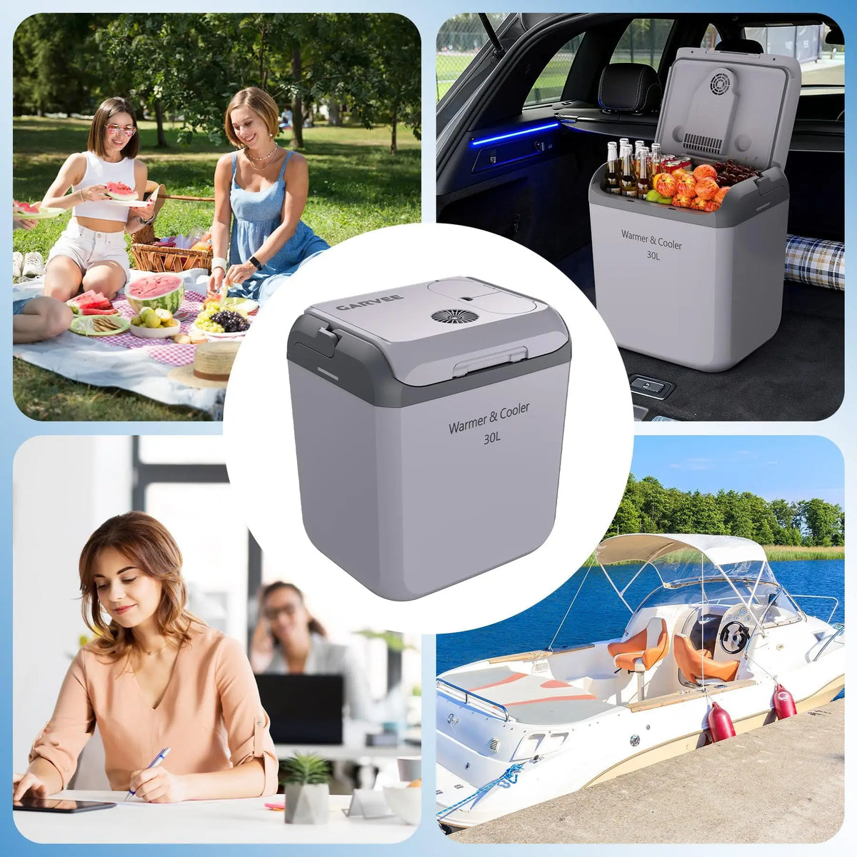 Electric Cooler Car Fridge 32QT 12V And 110V Portable Cooler And Warmer For Truck Ideal For Camping Road Trips And Trucking 32QT Portable Car Fridge With Cooling And Heating Functions