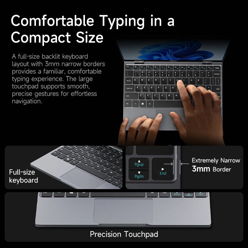 CHUWI MiniBook X 2-in-1 Laptop Intel Core U300 16GB LPDDR4X 512G SSD 10.51 inch FHD 1920x1200 Resolution Ultra-thin Touch Screen Laptop Convenient Office Notebook