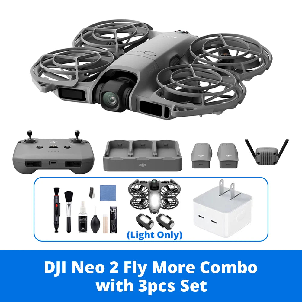 DJI Neo 2 Fly More Combo Drones with a Camera & 3 Batteries Charging Hub Optional Accessory Kit 151g 4K 100FPS Slow Motion Omnidirectional Obstacle Sensing