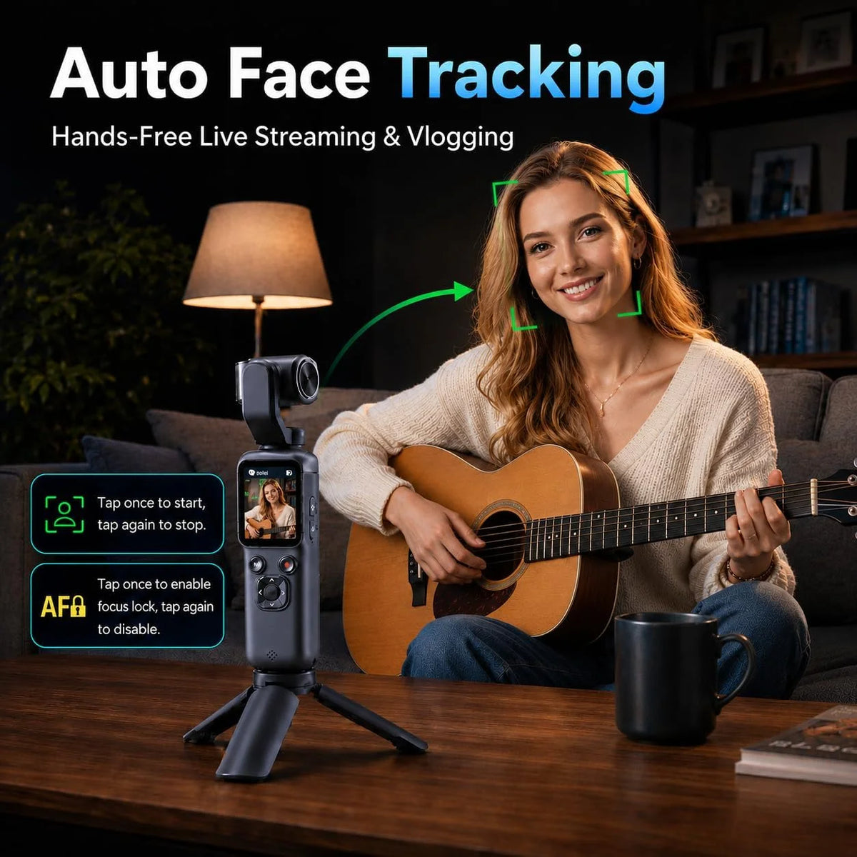 4K Pocket Vlogging Camera, With 64GB Memory Card, 75MP Digital Camera With Single-Axis Horizontal 330°, 1.72" Touch Screen, Fast Auto Focusing, Face Auto-Detect, 4X Zoom for Daily Recording
