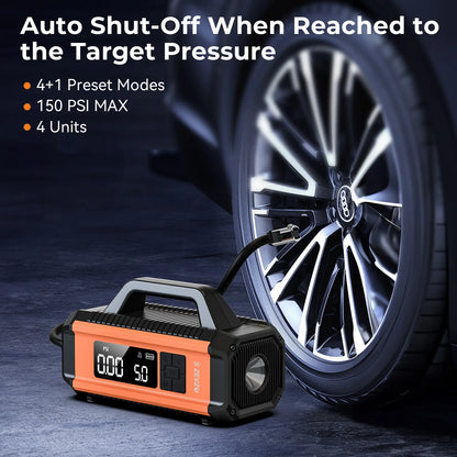 3500A Car Jump Starter Booster Jumper Box Power Bank Battery Charger with 150PSI Air Compressor, 10000mAh Portable Jump Starter