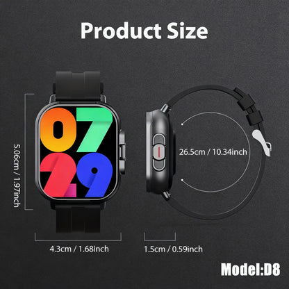 The Latest Smartwatch, Suitable for Both Men and Women, Equipped with a 2.01-inch Display Screen, Full Touchscreen Function, 2-in-1 Wireless Earphones, Music Playback, Camera Control and Other Functions, Is an Ideal Gift for