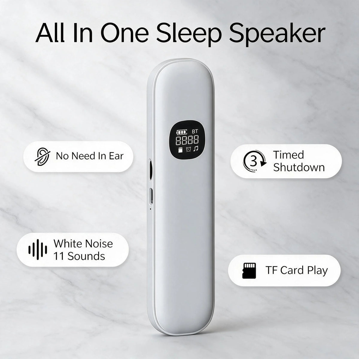White Sleep Headband Bone Conduction Wireless Bluetooth Speaker Under Pillow HD Sound Side Sleeper Eye Mask