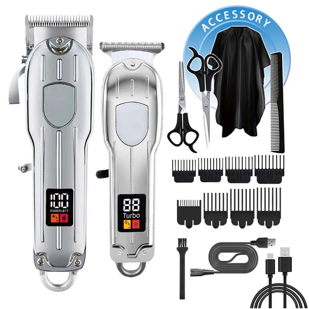 Professional Hair Clipper & Trimmer Set for Men – 3-in-1 /2-in-1/1pc Electric Beard Shaver, Haircut Machine with LCD Display, USB Rechargeable, Multiple Guide Combs, Barber Kit for Home & Salon Use