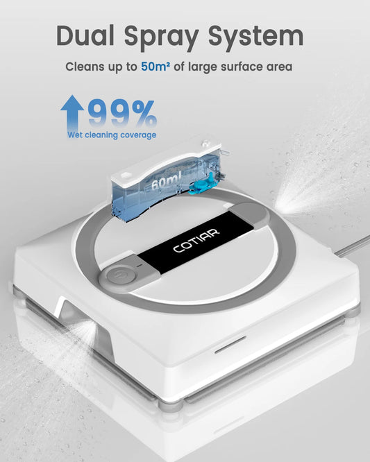 COTIAR W10 9000Pa Robot Window Vacuum Cleaner 5 Cleaning Paths Working Winbot Electric Smart Home App&Remote Control