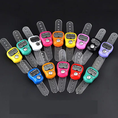 Mini Digital Tally Counter Ring Stitch Marker Row Counter LED Luminous Electronic Finger Rings Hand Clicker Number Counting Tool