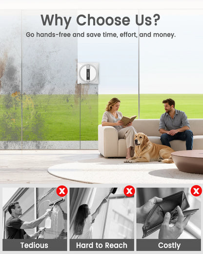 COTIAR W10 9000Pa Robot Window Vacuum Cleaner 5 Cleaning Paths Working Winbot Electric Smart Home App&Remote Control