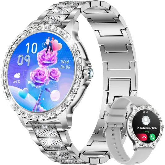 1.3" HD Diamond Luxury Smartwatch for Women, Fitness Tracker with 20+ Sport Modes, Waterproof, Sleep Monitor