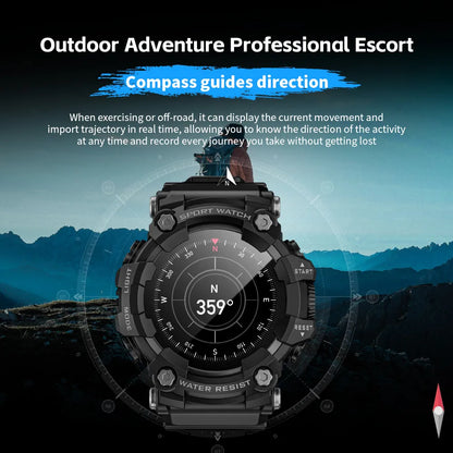 LOKMAT New ATTACK Outdoor Sport Smart Watch Wireless Calls Message Push Rugged Smartwatches Flashlight Fitness Tracker for Phone