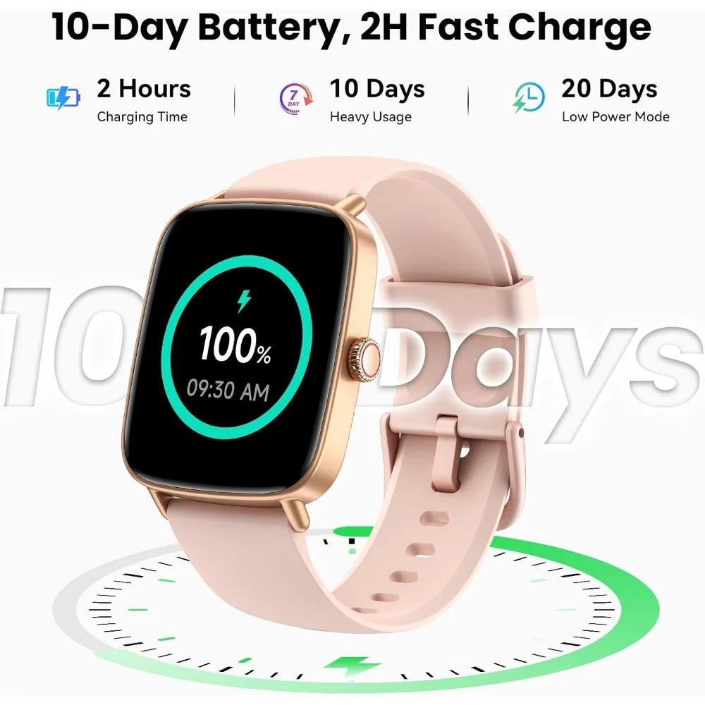 Women's Watch, 2 Bands, 100+ Modes, Fitness Tracker, Heart Rate, Sleep Monitor, 3ATM Waterproof, 10-Day Battery, Fast Charge