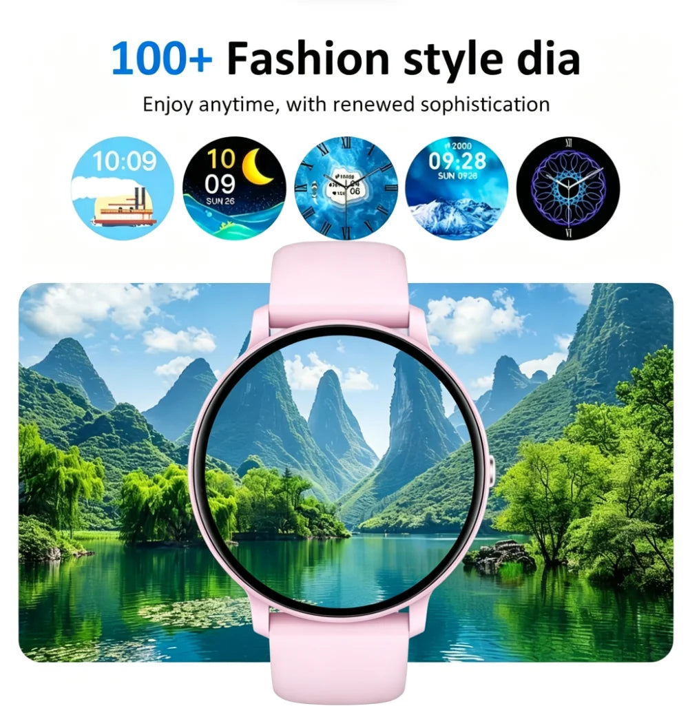 Smart Watch with Full Touch Screen, Wireless Calls, Message Notifications, USB Charging, Health Tracker, Music Playback, Wallpaper, Multiple Sports Modes for iPhone & Android - Ideal Gift for Life