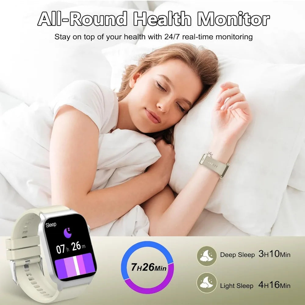 HD Screen, Bluetooth Smartwatch: HR Monitor, Sleep Tracker, 110+ Sport Modes, Water-Resistant Fit Watch for Android/iOS