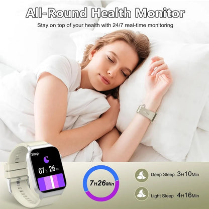 HD Screen, Bluetooth Smartwatch: HR Monitor, Sleep Tracker, 110+ Sport Modes, Water-Resistant Fit Watch for Android/iOS