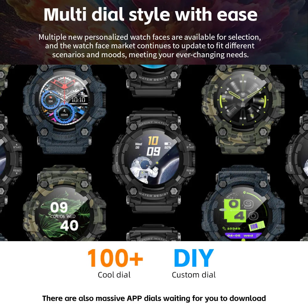 LOKMAT New ATTACK Outdoor Sport Smart Watch Wireless Calls Message Push Rugged Smartwatches Flashlight Fitness Tracker for Phone