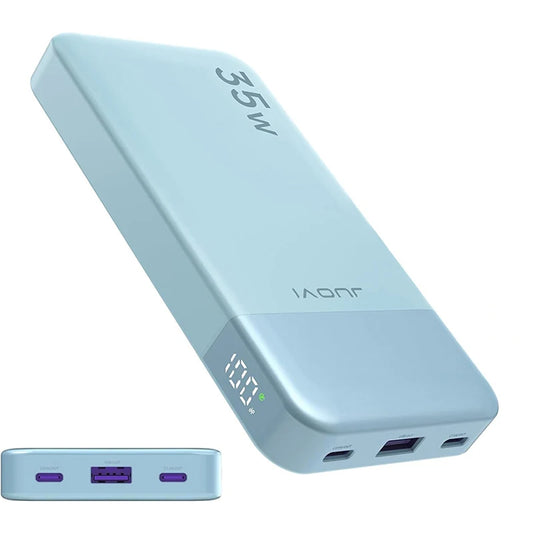 JUOVI Power Bank 10000mAh 35W External Battery Quick Charge Portable Charger PD 3.0 and QC 4.0 USB C Portable Battery for iPhone 17 16 15 14 13 Series Galaxy Tablets Etc
