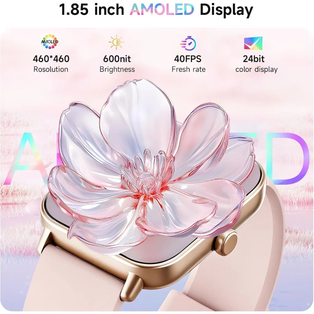 1.85 Inch AMOLED Touchscreen Smartwatch with 110+ Sport Modes, Heart Rate, and IP68 Waterproof