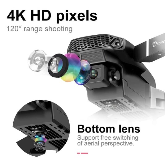 ZNLYRION E88 Pro WIFI FPV Drone 4K Dual Lens 120° Wide Angle Camera Foldable RC Quadcopter with Gesture Photo/Video for Kids