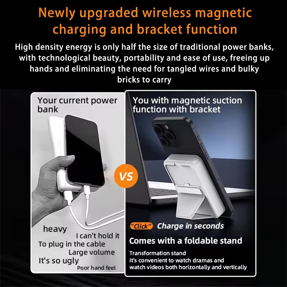 Clear Circuit Board Magnetic Power Bank Qi2 15W Wireless Charging 20W Portable Wired Charge 10000mAh Large Capacity PD 22.5W Type C Cable Bidirectional Fast Charging Phone Holder Powerbank For Iphone 17 16 15 Pro Max Magsafe