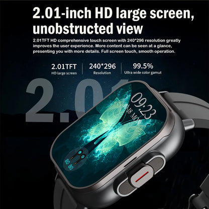 The Latest Smartwatch, Suitable for Both Men and Women, Equipped with a 2.01-inch Display Screen, Full Touchscreen Function, 2-in-1 Wireless Earphones, Music Playback, Camera Control and Other Functions, Is an Ideal Gift for