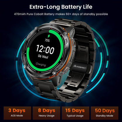 KOSPET TANK T3 Ultra 2 GPS Smart Watches Men Compass Altimeter Barometric 5ATM IP69K Waterproof AMOLED Bluetooth Call Mens Watch