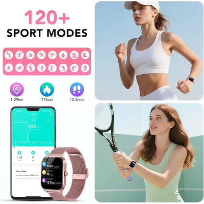 Women's Bluetooth Smartwatch with AI Voice, HD Fitness Tracker, Multi-Sports Modes, Waterproof Design
