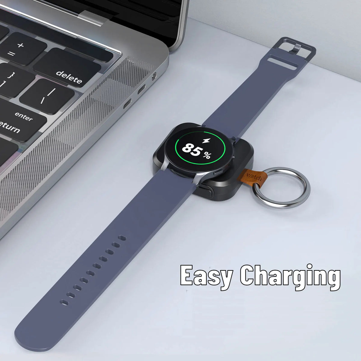 1200mAh Portable Wireless Charger Power Bank for Galaxy Watch 8/7/Ultra/6/6 Classic/5 Pro/4/3, Active Magnetic Keychain Charging