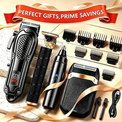 4-in-1 Electric Hair Clipper Set for Men Rechargeable Cordless Hair Trimmer Grooming Kit for men Beard Cutting Machine Nose Hair trimmer Electric Shaver Birthday Christmas Gift For Family