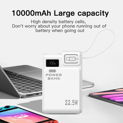 TQQDCI 10000mAh Portable Power Bank PD-C22.5W Dual Charge with Fast Charging Type-C Cable Compatible with iPhone And Samsung