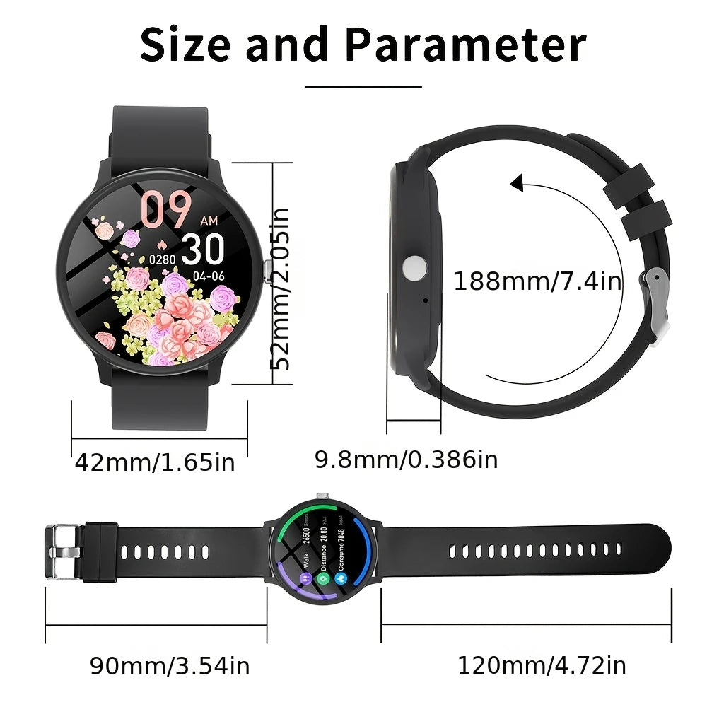 2026 Smartwatch/Fitness Band with Wireless Calling, Multiple Sports Modes, Music Control, Sedentary Reminder, Wallpaper, Weather Updates, Suitable for Android & Iphone