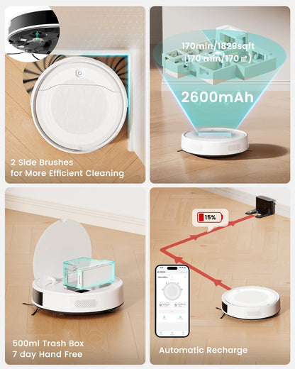 LEFANT M310 Ultra  Robot Vacuum Cleaner with TOF LiDAR Navigation, 6000Pa Suction,150 Minutes, HEPA Filter,  Ideal for Pet Hair