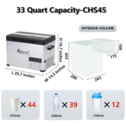 Alpicool CHS45 CHS55 Compressor Cool Box 12 V Portable Fridge Electric Freezer Box Small Freezer for Car Camping, -20°C to 20°C,
