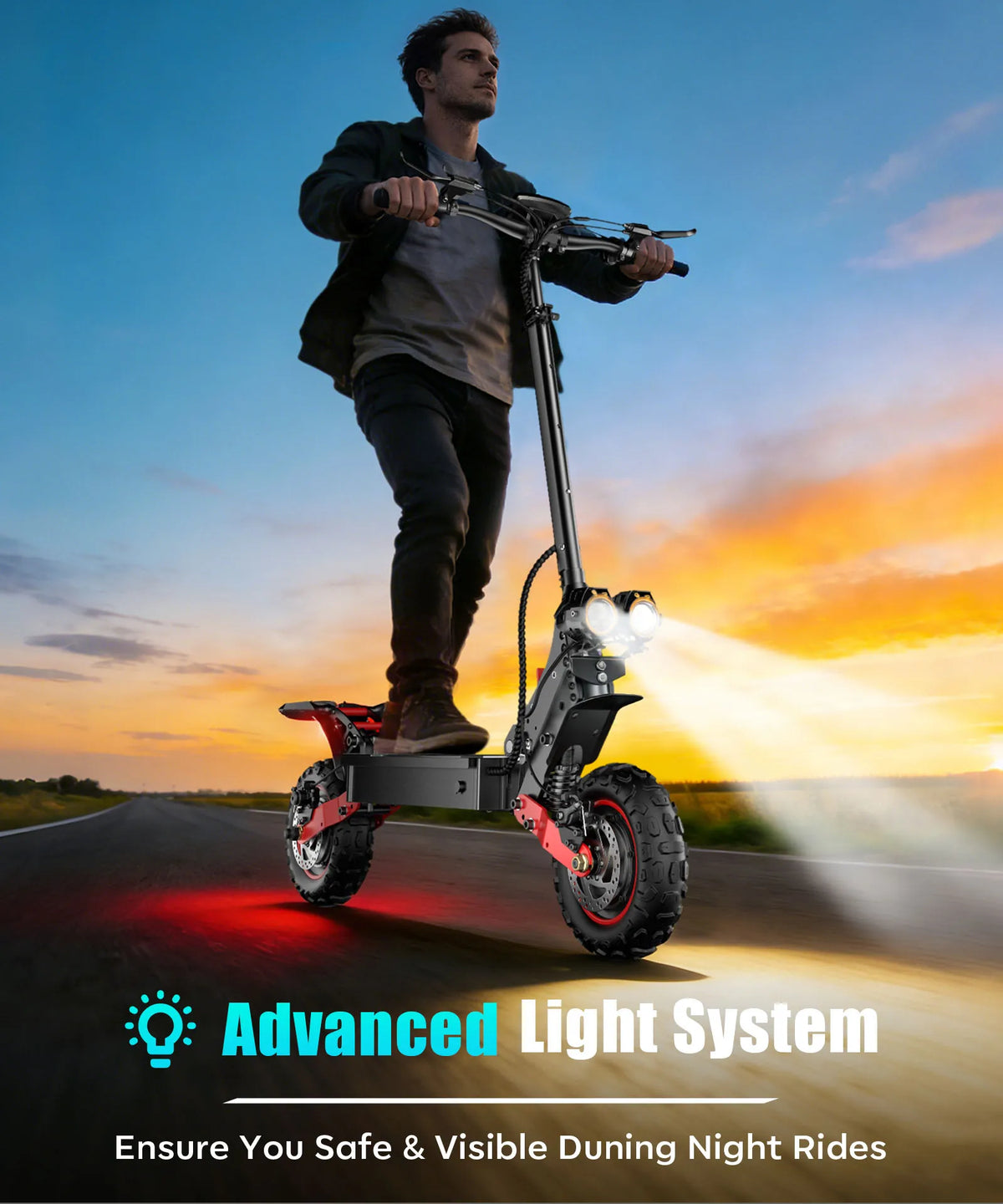 FREEBOY H6 Dual Motor Off-Road Electric Scooter - 2400W (1200W X2) Power, 60km/h Max Speed, 55km Long Range, 48V 21Ah Battery, 11-inch Pneumatic Tires, Front & Rear Dual Suspension & Disc Brakes