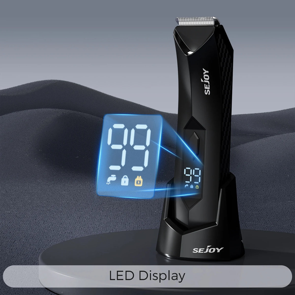 Electric Body Hair Trimmer,Groin Trimmer Ceramic Blade, Waterproof Wet/Dry Groomer, USB Recharge Dock, Men’s Wireless Ball Shaver,LED Display